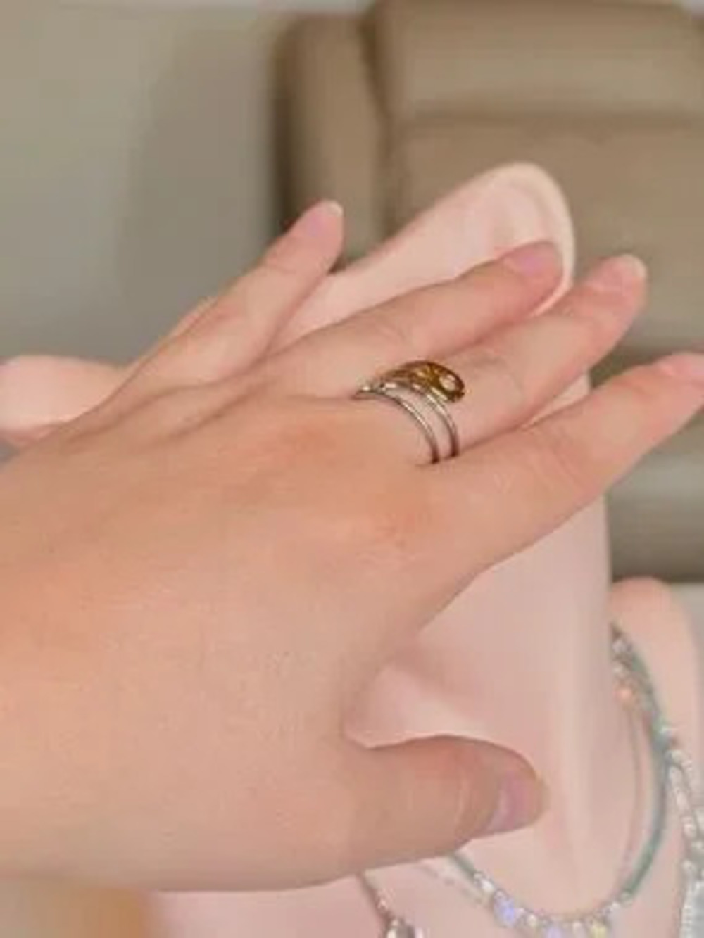 Delicate Two-Tone Pin Ring - Picture 3 of 6